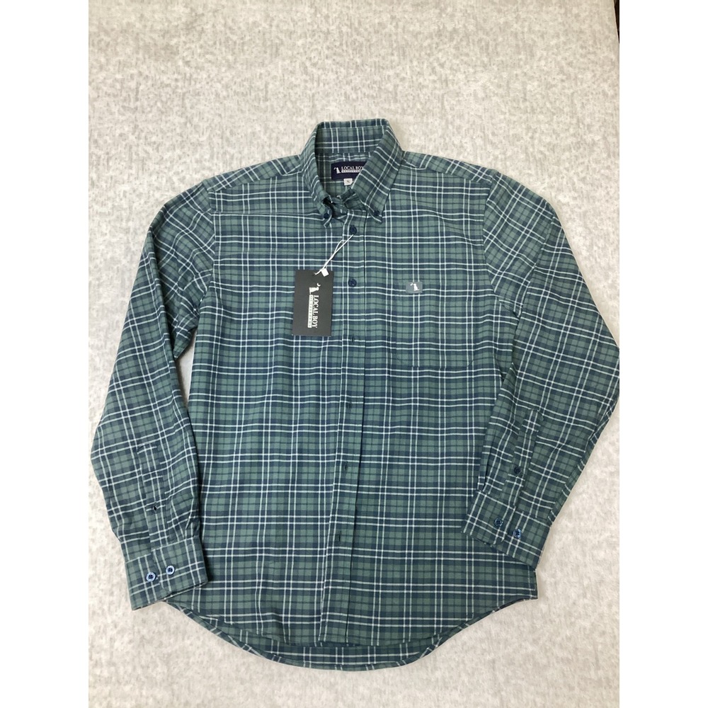 Local Boy Outfitters Hilton Stretch Flannel Shirt Green Plaid Mens S‎ L1500053